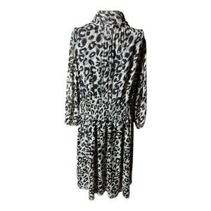 Eliza J Leopard Print Dress 16‎ Long Sleeves Chiffon Style EJM1092 Neck Ties